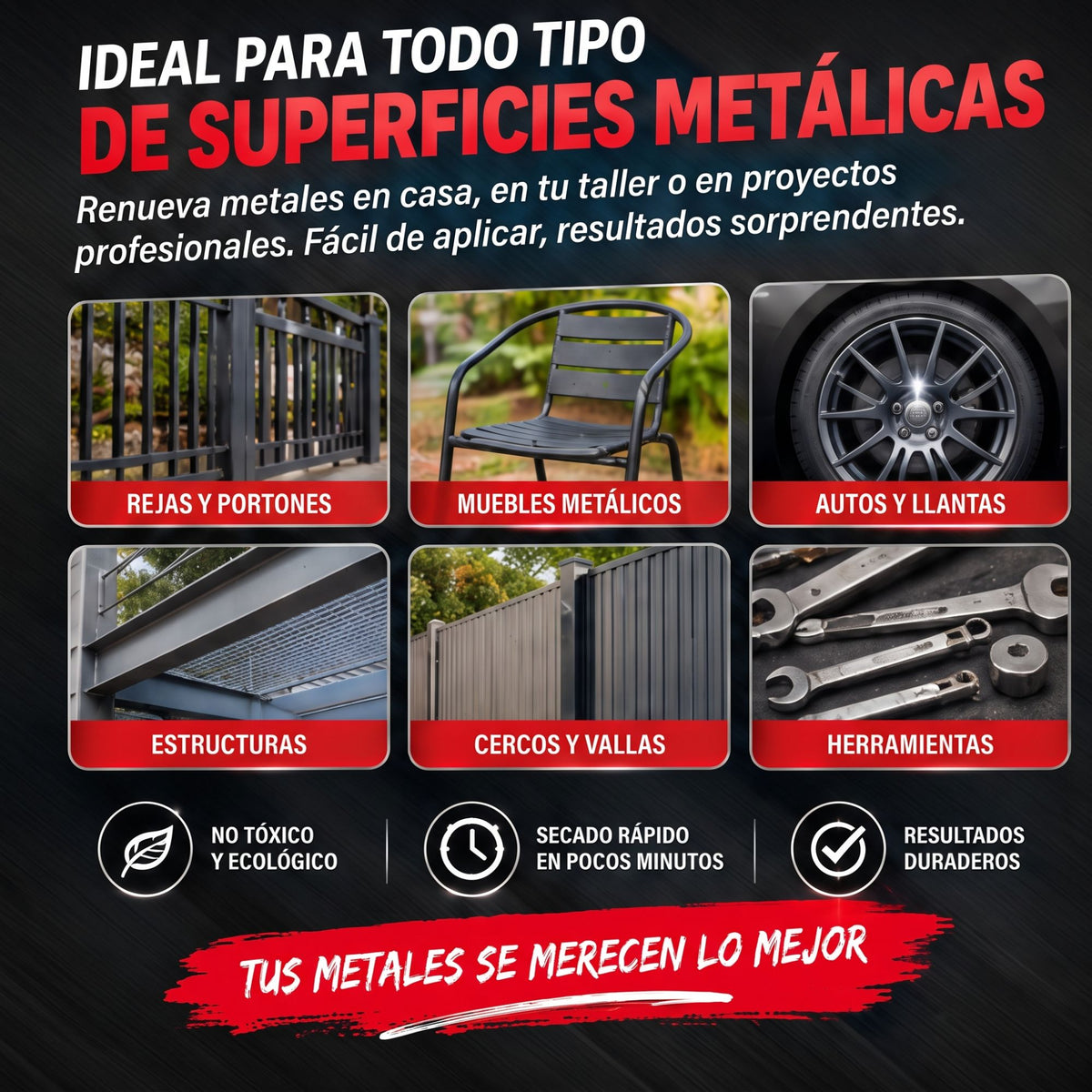 Superficies metálicas donde se puede usar