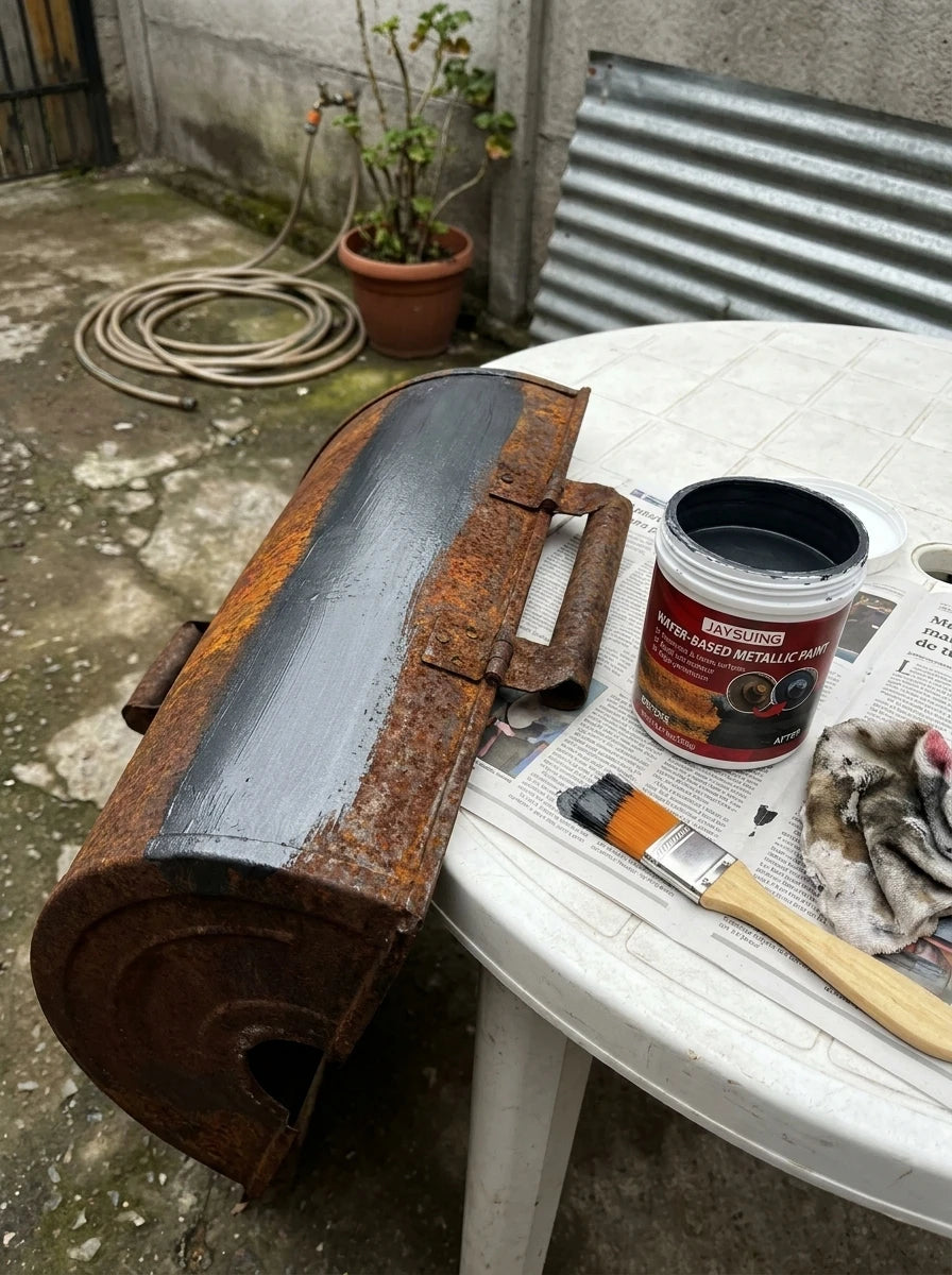Foto de un comprador: parrilla oxidada pintada con el producto